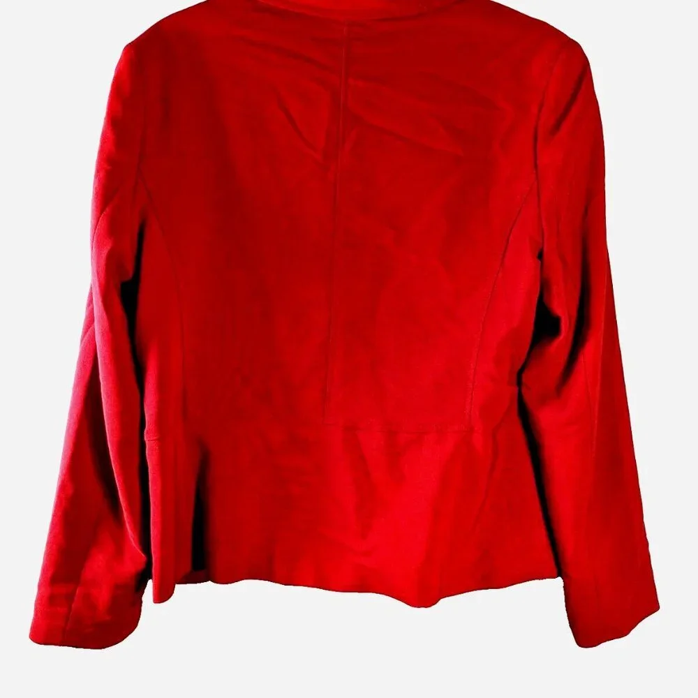 Jessica Woman’s RED Blazer Fully Lined Dress  Zip-Up Jacket Flat Collar … - Picture 4 of 7